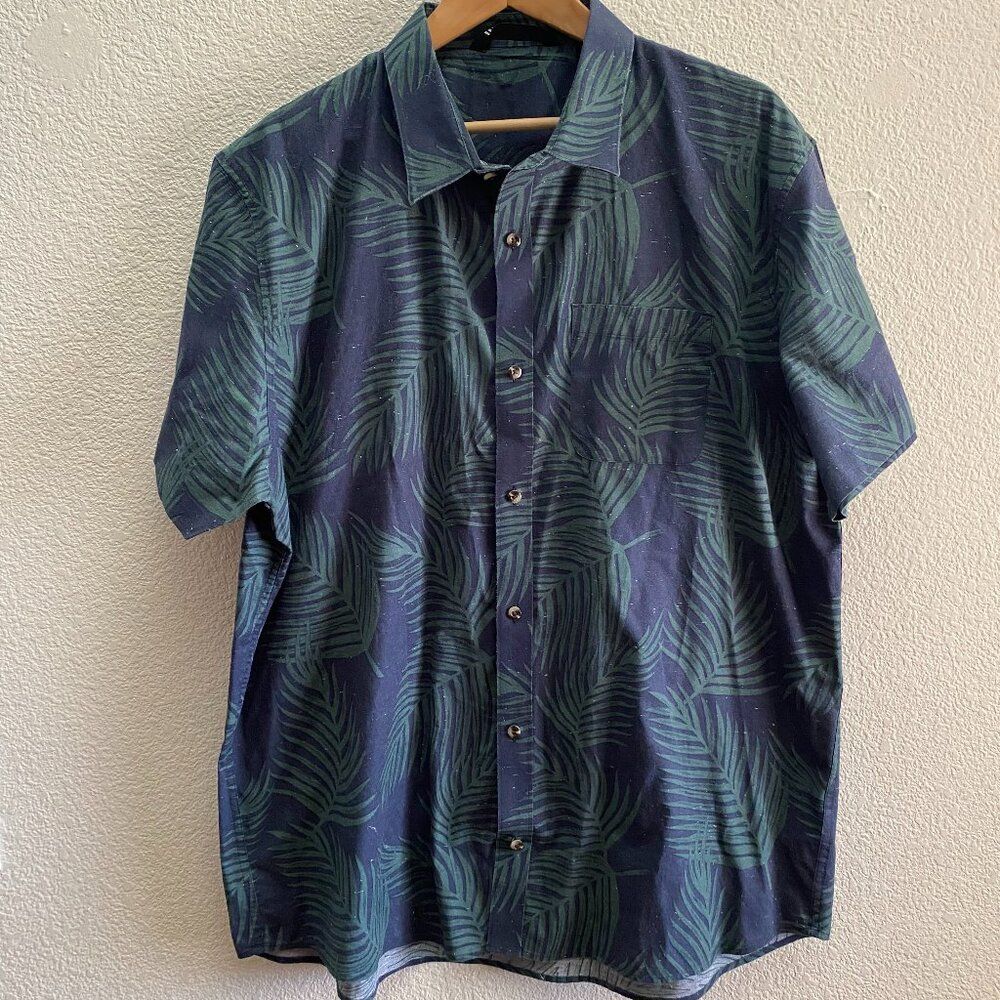 Travis Mathew Button Down Palm Tree Polo Shirt Short Sleeve Men's 2XL